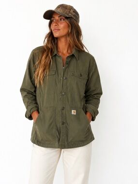 Carhartt Rugged Flex Loose Fit Button Down  Utility Workwear Jacket Unisex Lg